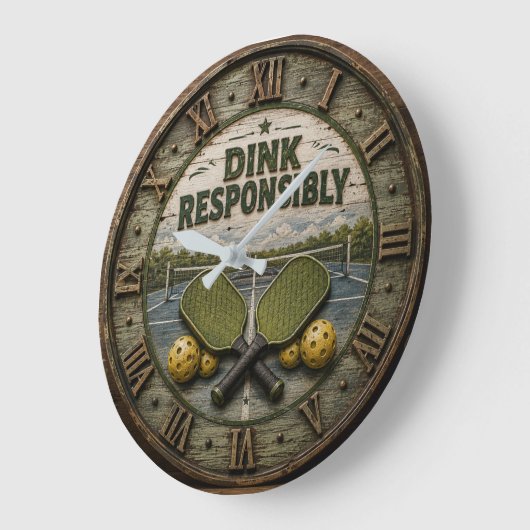 Dink Responsibly Pickleball Paddle  ラージ壁時計 (傾斜)