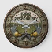 Dink Responsibly Pickleball Paddle  ラージ壁時計 (正面)