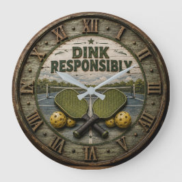 Dink Responsibly Pickleball Paddle ラージ壁時計