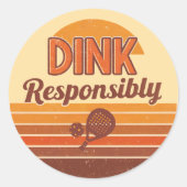 Dink Responsibly Pickleball Retro ラウンドシール (正面)