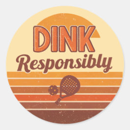 Dink Responsibly Pickleball Retro ラウンドシール