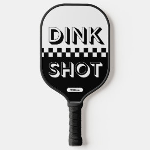 Dink Shot白黒3D市松模様に名前をカスタムする ピックルボールラケット
