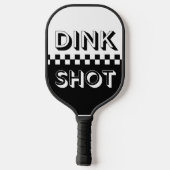 Dink Shot白黒3D市松模様に名前をカスタムする ピックルボールラケット (裏面)