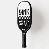 Dink Shot白黒3D市松模様に名前をカスタムする ピックルボールラケット (左)