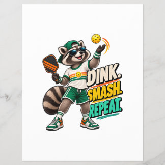 Dink Smash Repeat Raccoon Pickleball Poster チラシ