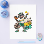 Dink Smash Repeat Raccoon Pickleball Poster チラシ (シングル)