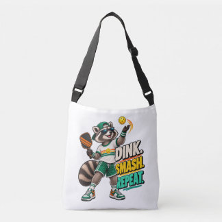 Dink Smash Repeat Raccoon Pickleball Tote Bag クロスボディバッグ