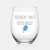 Dinkinおもしろい & Drinkin'ピックボールパドル&ボール ステムなしワイングラス (裏面)