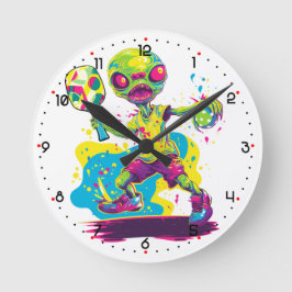 Dinkin' with the Aliens Pickleball  ラウンド壁時計