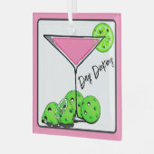 Dinking Cosmoピンクカクテル、ピックボールライム ガラスオーナメント (正面左)