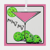 Dinking Cosmoピンクカクテル、ピックボールライム ガラスオーナメント (裏面)