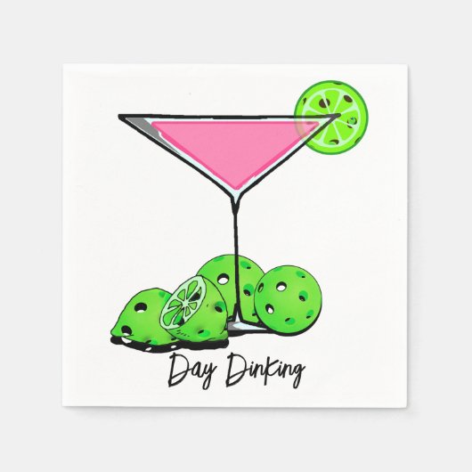 Dinking Cosmoピンクカクテル、ピックボールライム スタンダードカクテルナプキン (正面)