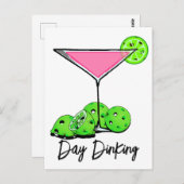 Dinking Cosmoピンクカクテル、ピックボールライム ポストカード (正面/裏面)