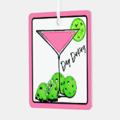 Dinking Cosmoピンクカクテル、ピックボールライム メタルオーナメント (正面左)