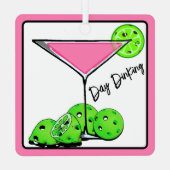 Dinking Cosmoピンクカクテル、ピックボールライム メタルオーナメント (裏面)