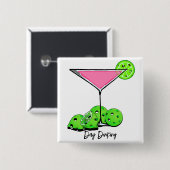 Dinking Cosmoピンクカクテル、ピックボールライム 缶バッジ (正面&裏面)