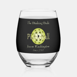 Dinking DuoまたはDude Pickleball Ballカクテル ステムなしワイングラス