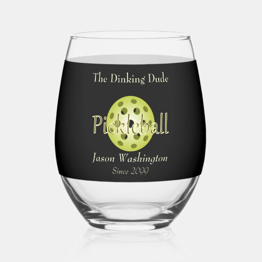 Dinking DuoまたはDude Pickleball Ballカクテル ステムなしワイングラス (裏面)