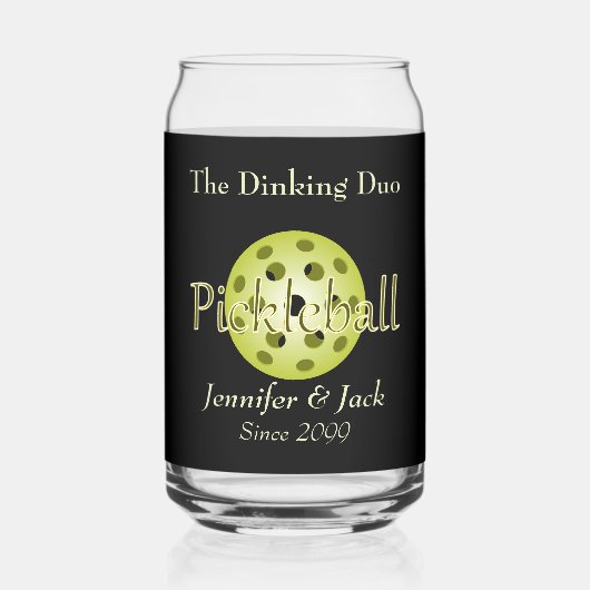 Dinking DuoまたはDude Pickleball Ball Beer ガラス缶 (正面)
