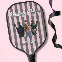 Dinking Queen 写真 ピンクとグレイのストライプ カスタム  ピックルボールラケット