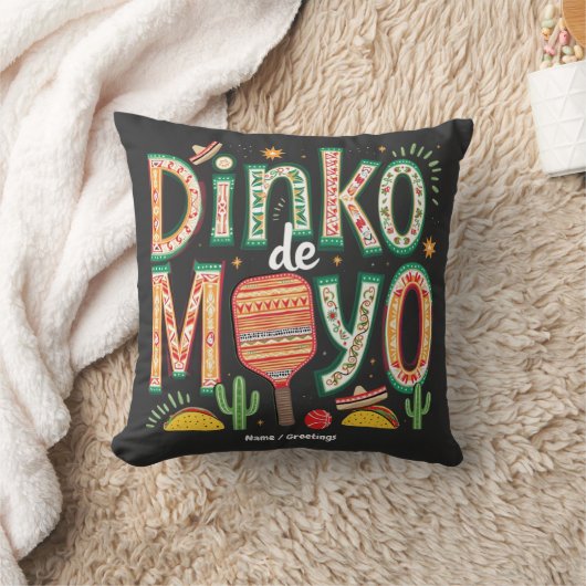 Dinko de Mayo おもしろい Cinco de Mayo Pickleball Pun クッション (ブランケット)