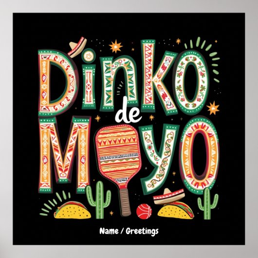 Dinko de Mayo おもしろい Cinco de Mayo Pickleball Pun ポスター (正面)
