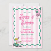 Dinks and Drinks ピックルボール 誕生日 招待状 (正面)