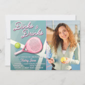 Dinks and Drinks - 写真入りピックルボール誕生日 招待状 (正面)