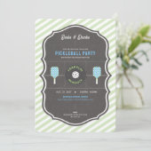Dinks and Drinks Green & Blue Pickleball Birthday  招待状 (スタンド正面)