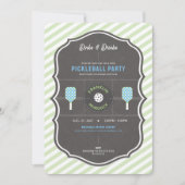 Dinks and Drinks Green & Blue Pickleball Birthday  招待状 (正面)