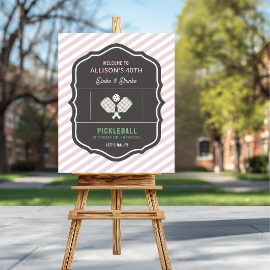 Dinks and Drinks Pink & Green Pickleball Welcome ポスター