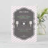 Dinks and Drinks Pink Pickleball Party Birthday  招待状 (スタンド正面)