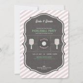 Dinks and Drinks Pink Pickleball Party Birthday  招待状 (正面)