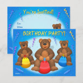 Dinky Bearsバースデーパーティー インビテーションポストカード (正面/裏面)