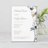 Dinner Dusty Blue Beige Botanical Modern Wedding 招待状 (スタンド正面)