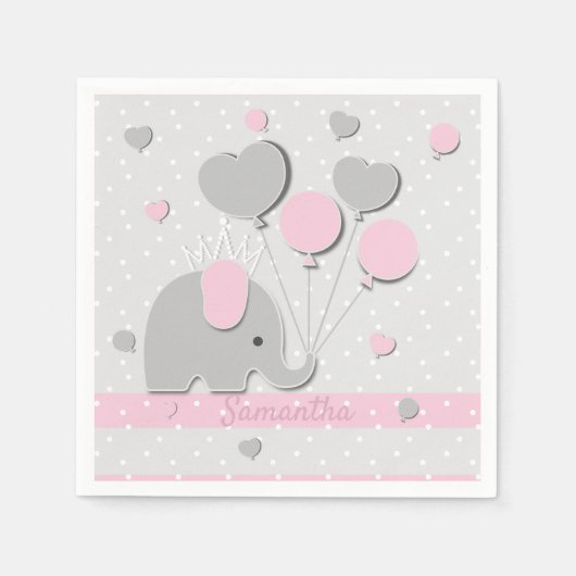 Dinner Elephant Balloons Nursery Gift スタンダードカクテルナプキン (正面)
