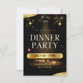 Dinner Party Invitation – Elegant Gold Design 出欠カード (正面)
