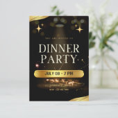 Dinner Party Invitation – Elegant Gold Design 出欠カード (スタンド正面)