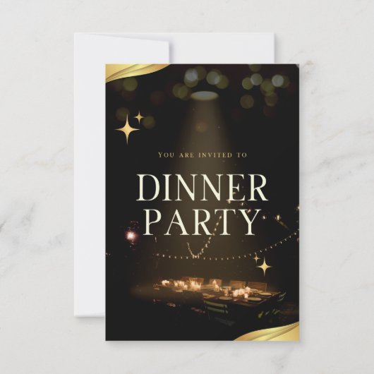 Dinner Party Invitation – Elegant Gold Design 出欠カード (裏面)