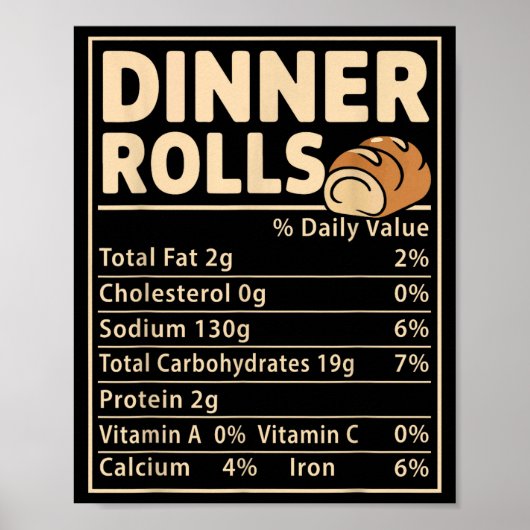 Dinner Rolls Nutrition Facts Funny Bread Food Desi ポスター (正面)