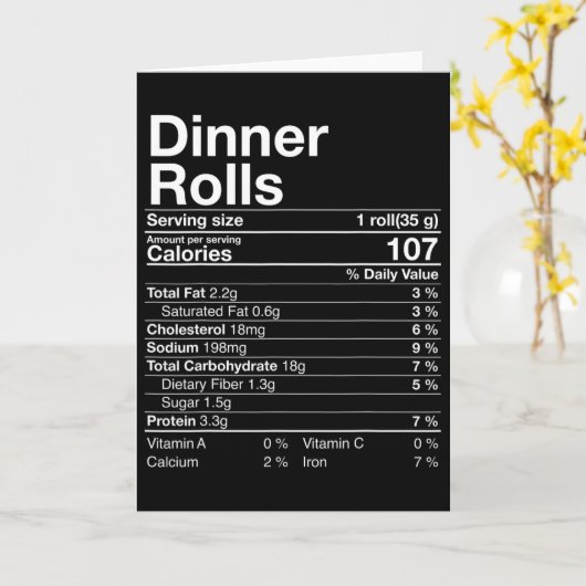Dinner Rolls Nutrition Facts Thanksgiving Gifts Tu カード (黄色い花)