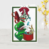 Dinnersaurusの挨拶状: ベビーおよびBunno カード (黄色い花)