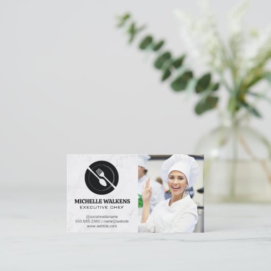 Dinnerwareロゴ |キッチンのシェフ 名刺 (スタンド正面)