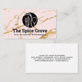 Dinnerwareロゴ | 金ゴールドピンクマーブル | レストラン 名刺 (正面/裏面)