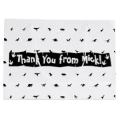 Dinoをテーマにしたバッグ：黒と白い恐竜 ラージペーパーバッグ (裏面)