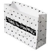 Dinoをテーマにしたバッグ：黒と白い恐竜 ラージペーパーバッグ (裏面アングル)