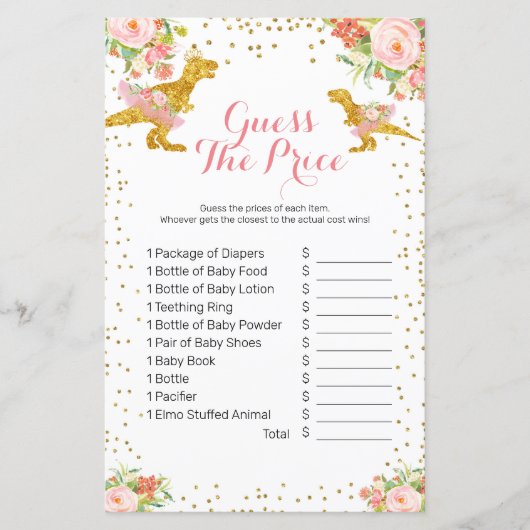 Dinoガールピンク金ゴールド価格ゲームを推測 (正面)