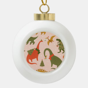 Dinoクリスマスパーティー：ツリーレックス セラミックボールオーナメント