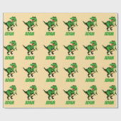 dinoグリーンtレックスパターンキッズ ラッピングペーパー (フラット)