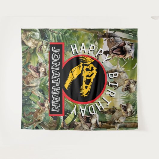 Dinoバースデーパーティーの背景 タペストリー (正面(横))